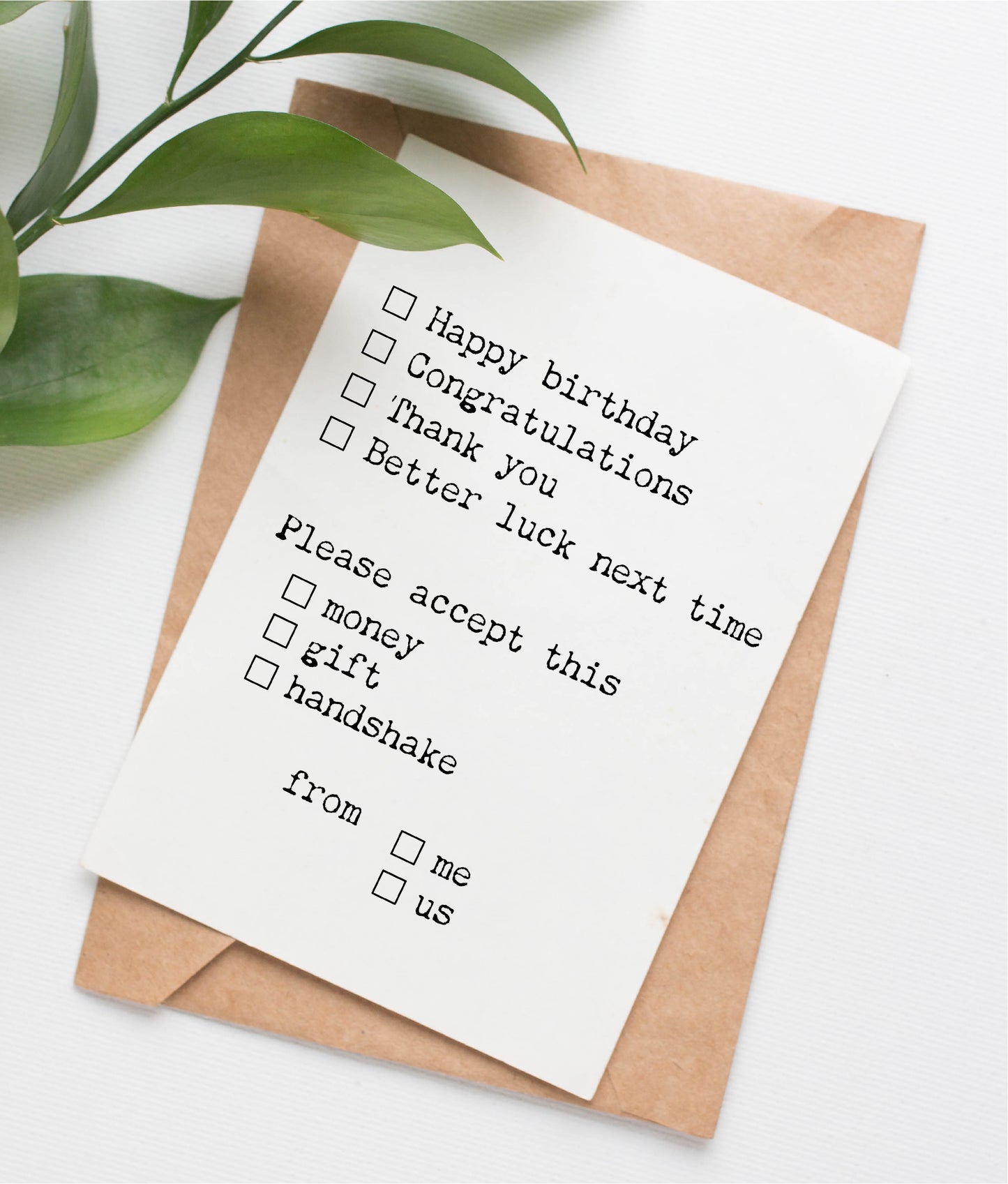 Checklist card