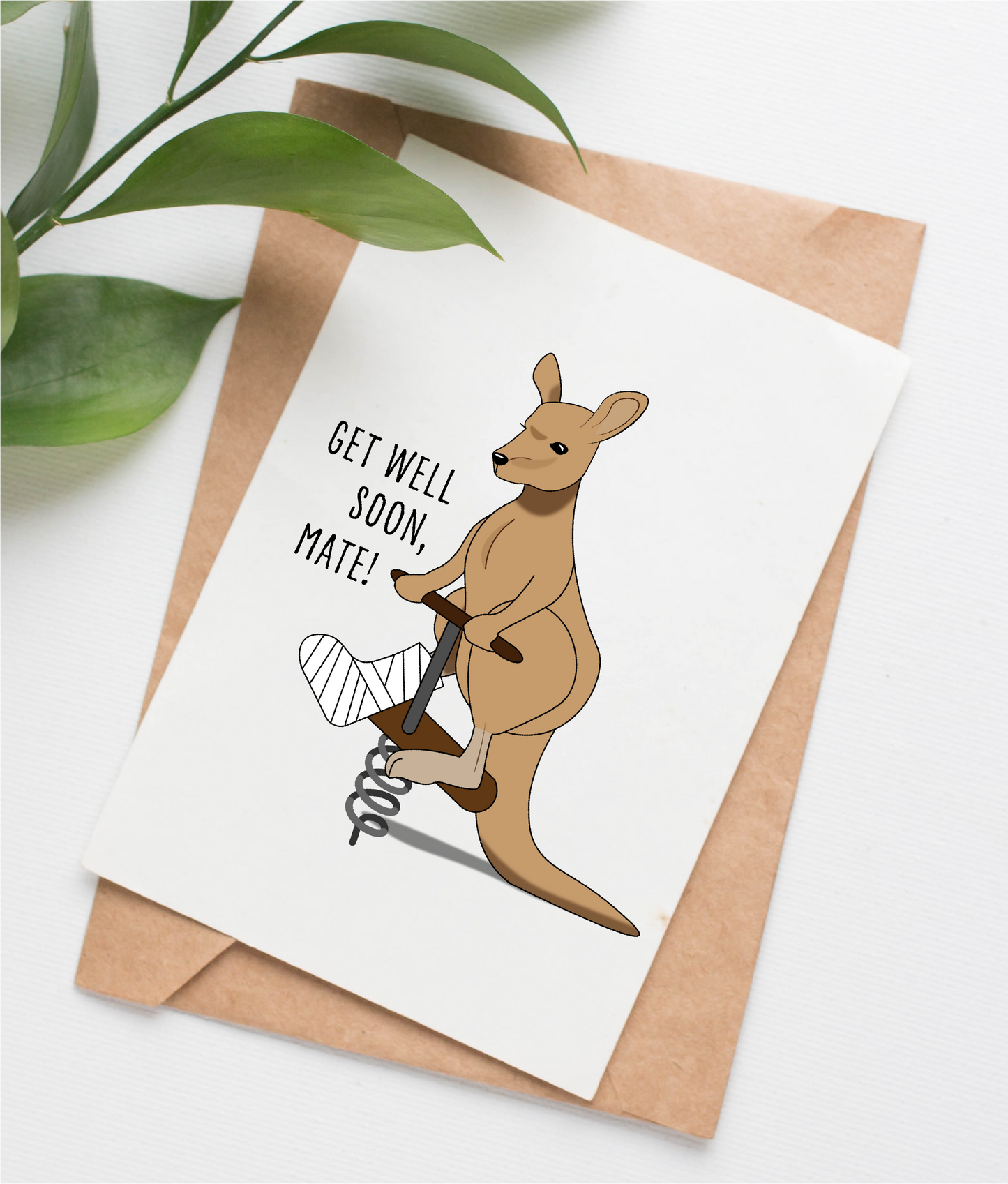 Kangaroo get well soon card